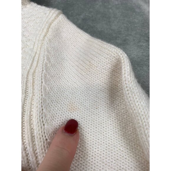 Talbots Sweater Women Medium White Knit Turtleneck Button Side Long Sleeve CN904 - Picture 4 of 11